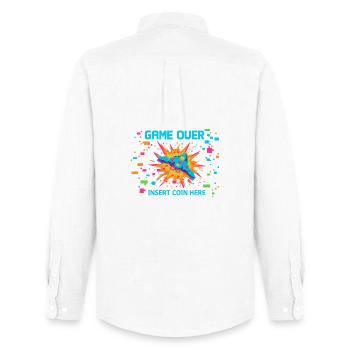 Game Over Neon Arcade Game - Men's Oxford Shirt by Stanley/Stella - white - Back - AI Model Male 185 dark (185cm)