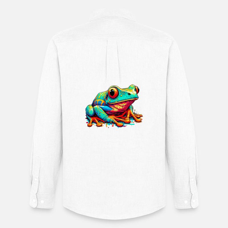 Frosch - Männer Oxford Hemd von Stanley/Stella - Weiß
