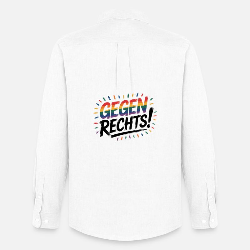 Gegen Rechts - Cool Pride Logo - Männer Oxford Hemd von Stanley/Stella - Weiß