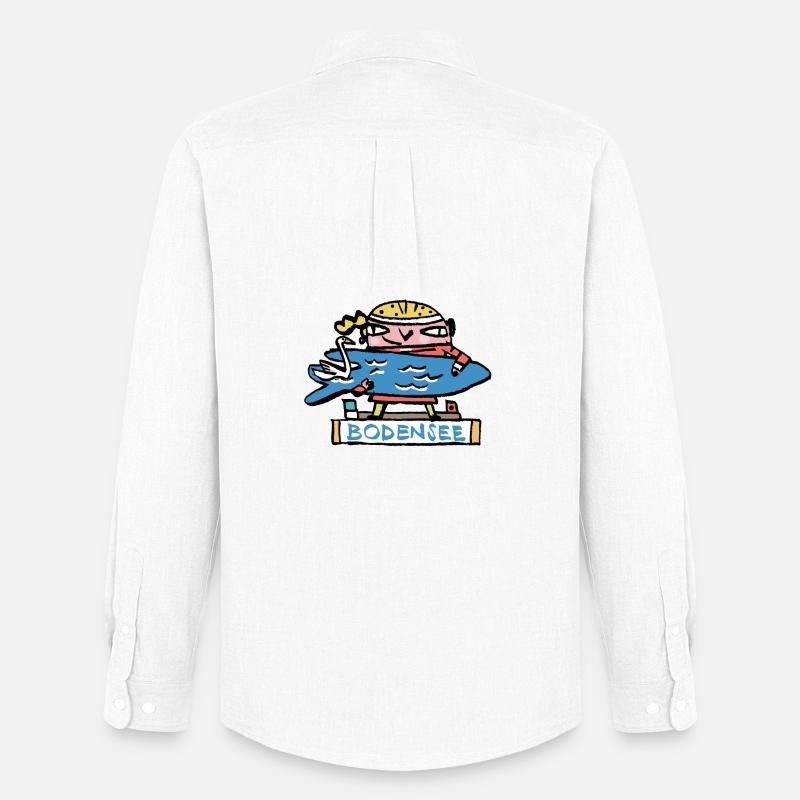 Bodensee Surfer Cartoon - Männer Oxford Hemd von Stanley/Stella - Weiß