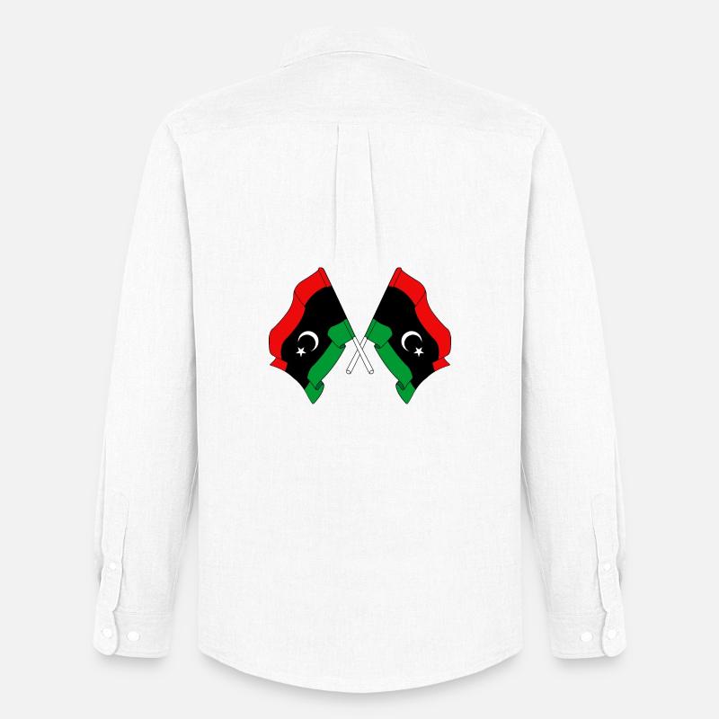 Zwei Flaggen Libyen - Männer Oxford Hemd von Stanley/Stella - Weiß