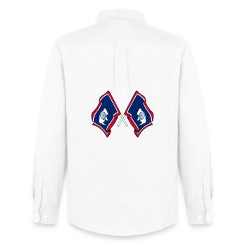 Deux drapeaux du Wyoming croisés - Chemise Oxford homme Stanley/Stella - blanc - Dos - AI Model Male 185 dark (185cm)