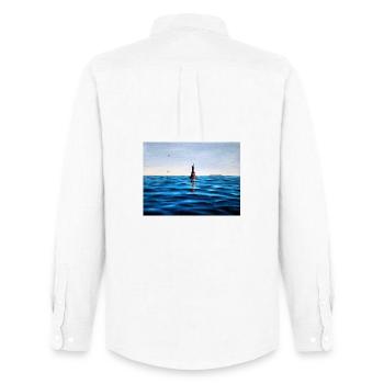 Lighthouse over Calm Blue Adriatic Sea Croatia - Men's Oxford Shirt by Stanley/Stella - white - Back - AI Model Male 185 dark (185cm)