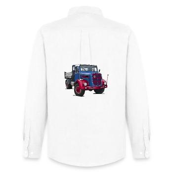 LKW Oldtimer - Männer Oxford Hemd von Stanley/Stella - Weiß - Hinten - AI Model Male 185 dark (185cm)