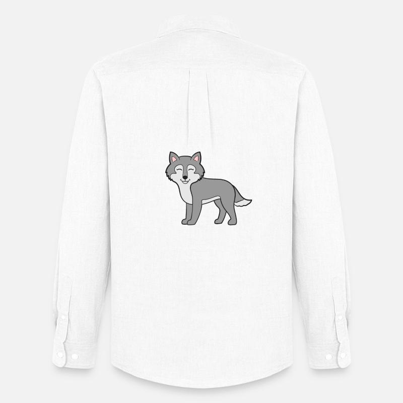 Wolf Wölfe - Männer Oxford Hemd von Stanley/Stella - Weiß
