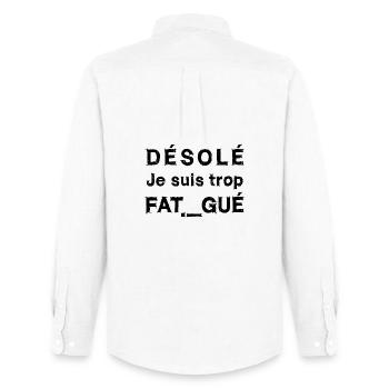I AM TOO TIRED (sleep, night, nap) black - Men's Oxford Shirt by Stanley/Stella - white - Back - AI Model Male 185 dark (185cm)
