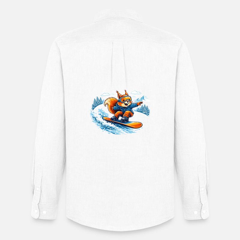 Lustiges Snowboard Eichhörnchen – Winter Fun - Männer Oxford Hemd von Stanley/Stella - Weiß
