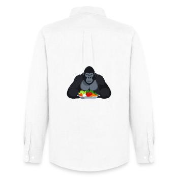 Cooler Gorilla mit Gemüseplatte Affe Motiv - Männer Oxford Hemd von Stanley/Stella - Weiß - Hinten - AI Model Male 185 dark (185cm)