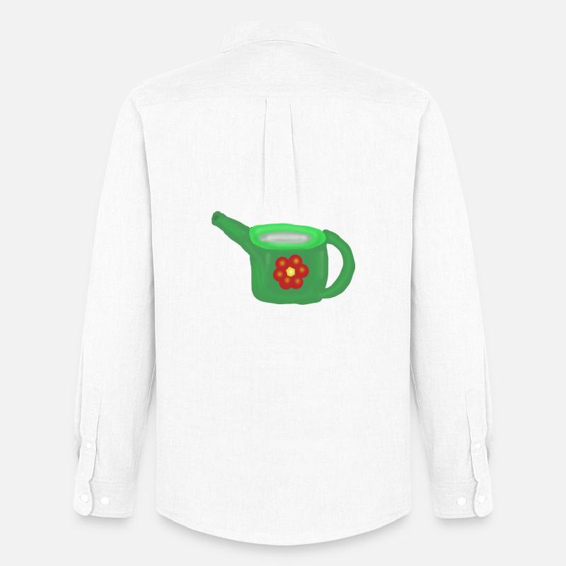 Grüne Gießkanne mit roter Blume - Männer Oxford Hemd von Stanley/Stella - Weiß