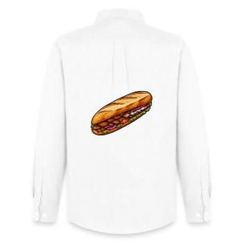 Baguette-Sandwich Illustration - Männer Oxford Hemd von Stanley/Stella - Weiß - Hinten - AI Model Male 185 dark (185cm)