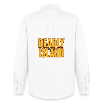 Island Fettgedruckter Text - Männer Oxford Hemd von Stanley/Stella - Weiß - Hinten - AI Model Male 185 dark (185cm)