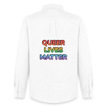 Arc-en-ciel Queer Lives Matter - Chemise Oxford homme Stanley/Stella - blanc - Dos - AI Model Male 185 dark (185cm)