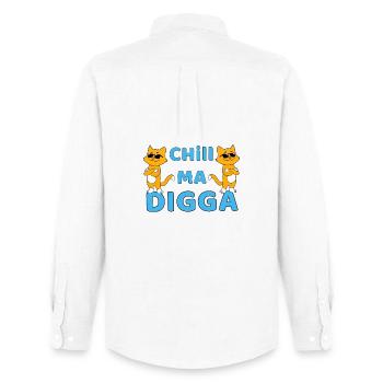 Chill ma Digga - chat drôle avec des lunettes de soleil - Chemise Oxford homme Stanley/Stella - blanc - Dos - AI Model Male 185 dark (185cm)