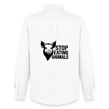 Schweinekopf Protest Stoppt Tieressen - Männer Oxford Hemd von Stanley/Stella - Weiß - Hinten - AI Model Male 185 dark (185cm)