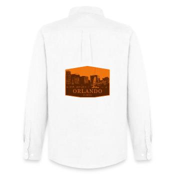 Orlando Skyline Badge Orange - Men's Oxford Shirt by Stanley/Stella - white - Back - AI Model Male 185 dark (185cm)