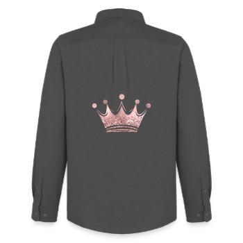 Queen/King Crown Glitter Personalizable - Men's Oxford Shirt by Stanley/Stella - anthracite - Back - AI Model Male 185 dark (185cm)