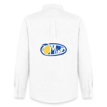 Lemon Yum Blue Retro Oval Logo - Men's Oxford Shirt by Stanley/Stella - white - Back - AI Model Male 185 dark (185cm)