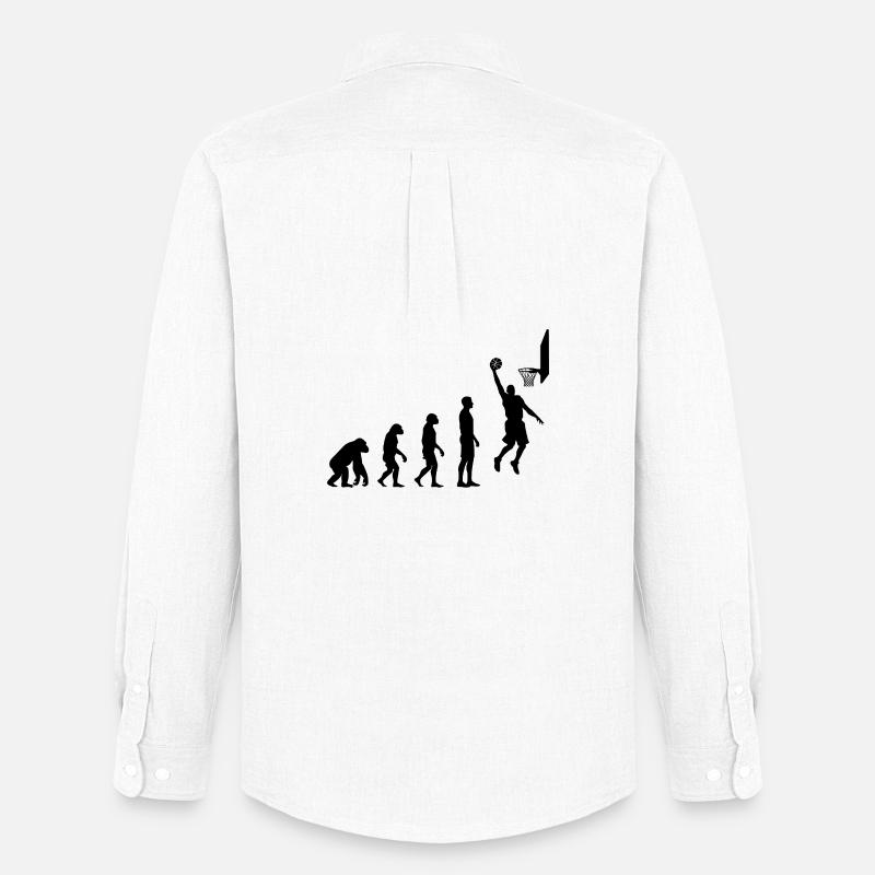 Basketball Evolution Human to Hoops Player - Männer Oxford Hemd von Stanley/Stella - Weiß