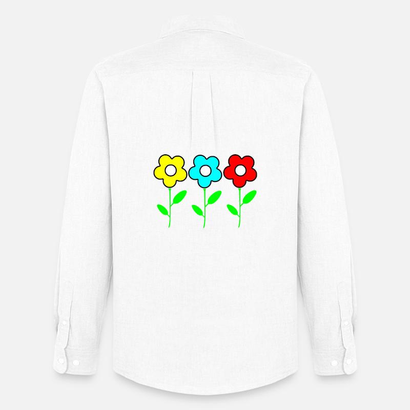 Drei bunte Blumen auf Schwarz - Männer Oxford Hemd von Stanley/Stella - Weiß
