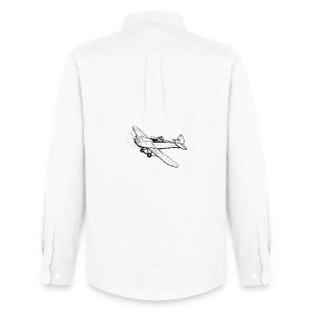 Pilote moustache - Chemise Oxford homme Stanley/Stella - blanc - Dos - AI Model Male 185 dark (185cm)