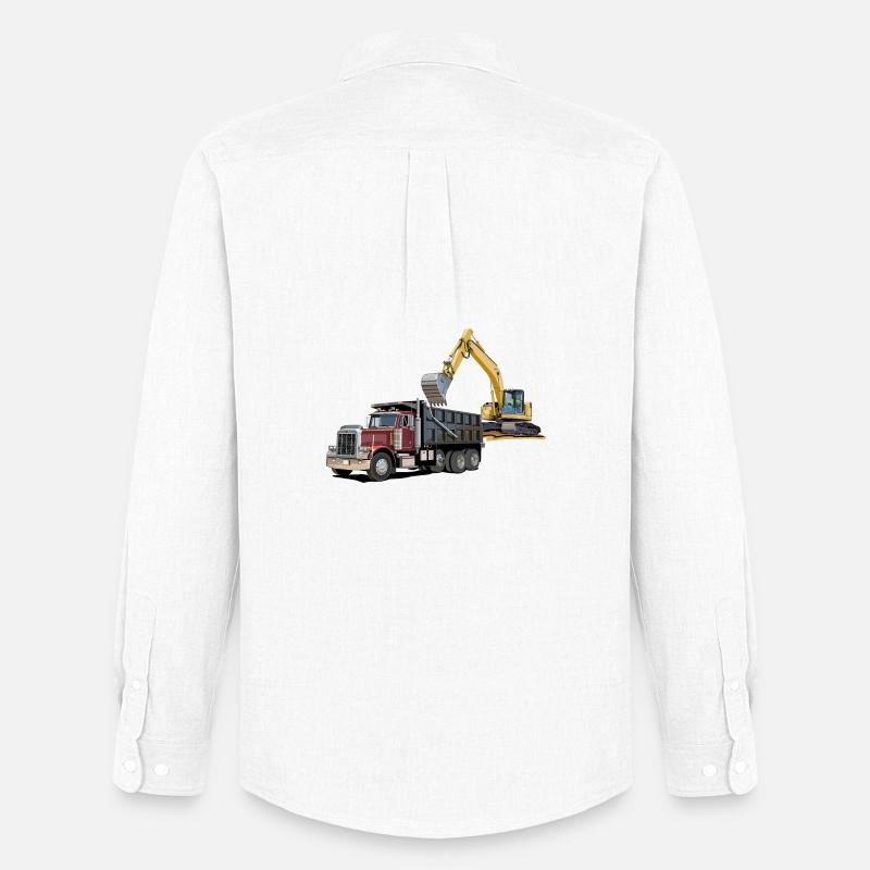 Lastwagen mit Bagger - Männer Oxford Hemd von Stanley/Stella - Weiß