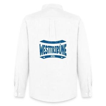 Sweat à capuche, casquette et mug du stade de Kiel, tribune ouest - Chemise Oxford homme Stanley/Stella - blanc - Dos - AI Model Male 185 dark (185cm)