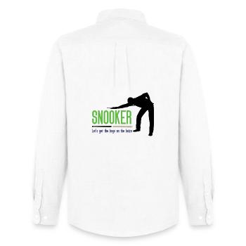 Snooker – Lasst uns die Jungs auf die Bühne bringen - Männer Oxford Hemd von Stanley/Stella - Weiß - Hinten - AI Model Male 185 dark (185cm)