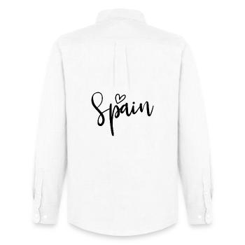Les femmes de cœur d’Espagne aiment l’Espagne - Chemise Oxford homme Stanley/Stella - blanc - Dos - AI Model Male 185 dark (185cm)