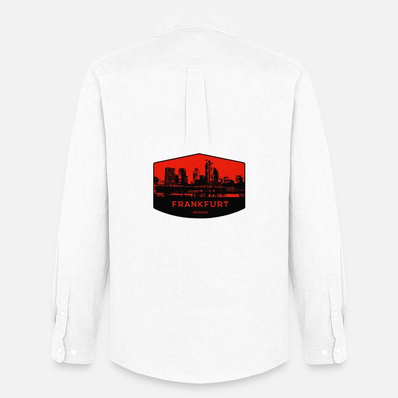 Frankfurter Skyline Patch Rot Schwarz - Männer Oxford Hemd von Stanley/Stella - Weiß
