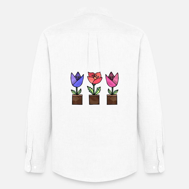 Blumen - Männer Oxford Hemd von Stanley/Stella - Weiß