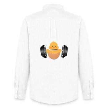 Bodybuilder chick with dumbbell during workout - Men's Oxford Shirt by Stanley/Stella - white - Back - AI Model Male 185 dark (185cm)