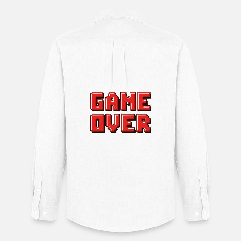 Pixel Game Over Retro-Banner - Männer Oxford Hemd von Stanley/Stella - Weiß