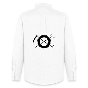 Fork scythe gear farmer icon - Men's Oxford Shirt by Stanley/Stella - white - Back - AI Model Male 185 dark (185cm)