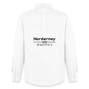 Koordinaten Norderney - Männer Oxford Hemd von Stanley/Stella - Weiß - Hinten - AI Model Male 185 dark (185cm)