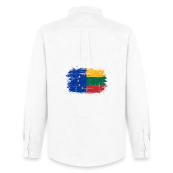 EU Lithuania Flag Blend - Men's Oxford Shirt by Stanley/Stella - white - Back - AI Model Male 185 dark (185cm)