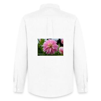 Dahlia rose rose fleur, fleur - Chemise Oxford homme Stanley/Stella - blanc - Dos - AI Model Male 185 dark (185cm)