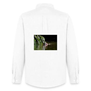 000_1106_DxO - Wild Beaver Eating Willow Leaves - Men's Oxford Shirt by Stanley/Stella - white - Back - AI Model Male 185 dark (185cm)