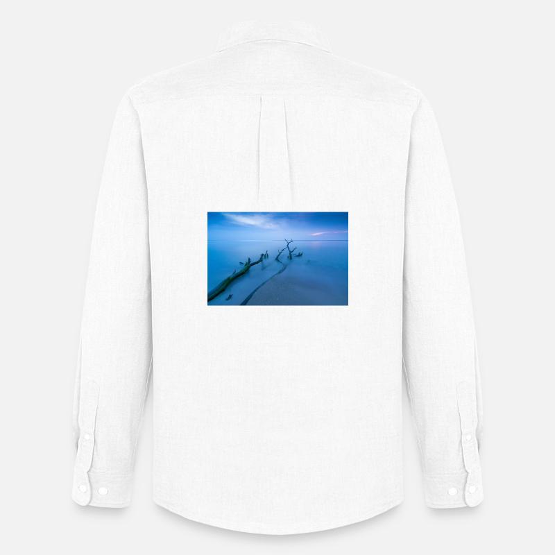 Blaue Stunde am Weststrand - Männer Oxford Hemd von Stanley/Stella - Weiß