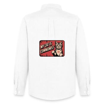 My Cat is Communist - Funny Cat PropagandaT-Shirt - Men's Oxford Shirt by Stanley/Stella - white - Back - AI Model Male 185 dark (185cm)