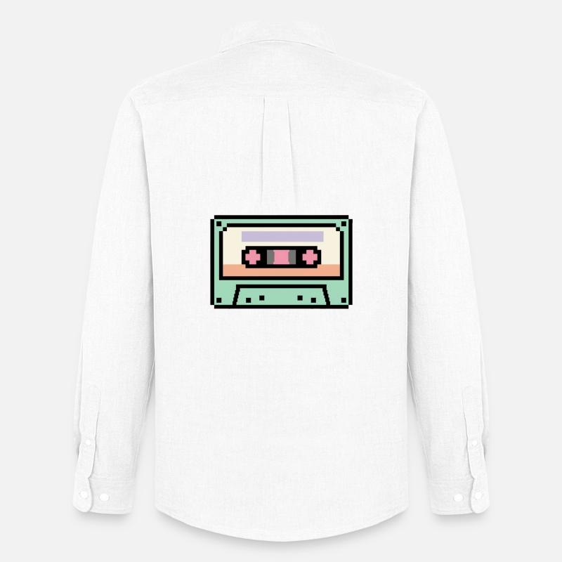 Retro 8-Bit-Pixel-Art-Kassette - Männer Oxford Hemd von Stanley/Stella - Weiß