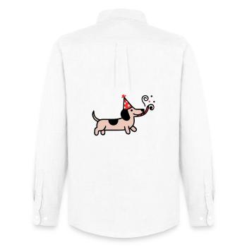 Fête Teckel Chien d’anniversaire - Chemise Oxford homme Stanley/Stella - blanc - Dos - AI Model Male 185 dark (185cm)