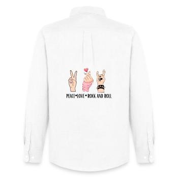 Peace Love Rock And Roll - Men's Oxford Shirt by Stanley/Stella - white - Back - AI Model Male 185 dark (185cm)