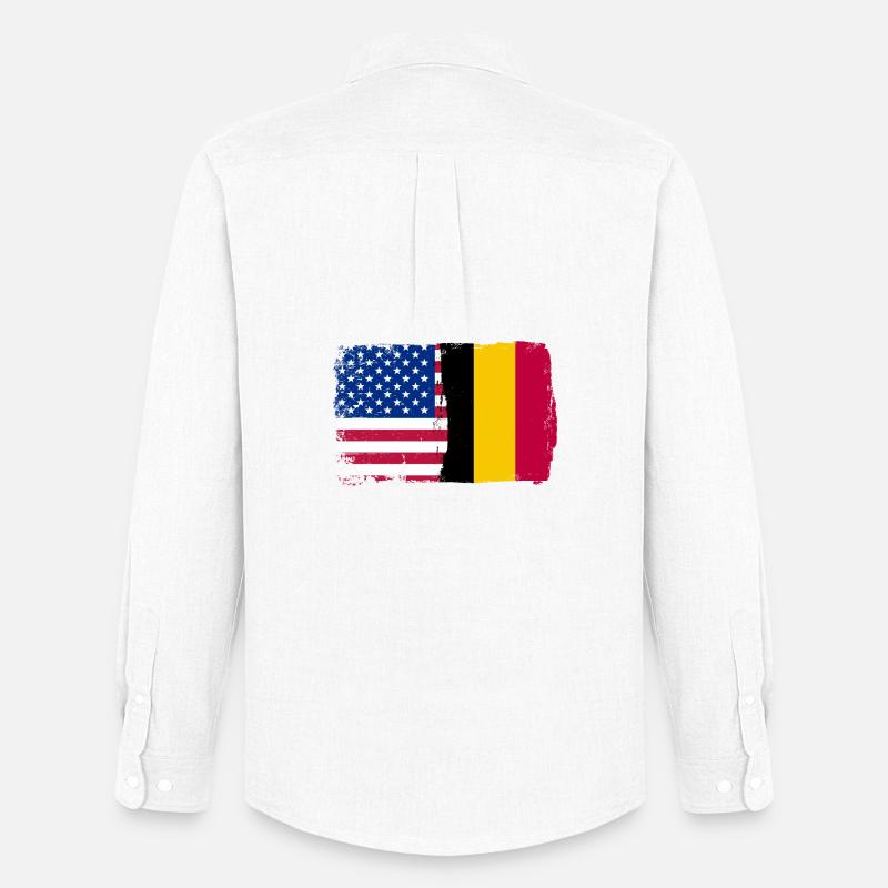 Grunge US Belgien Flagge Split - Männer Oxford Hemd von Stanley/Stella - Weiß