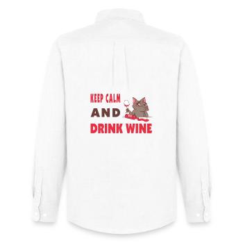 Keep calm and drink wine - Men's Oxford Shirt by Stanley/Stella - white - Back - AI Model Male 185 dark (185cm)