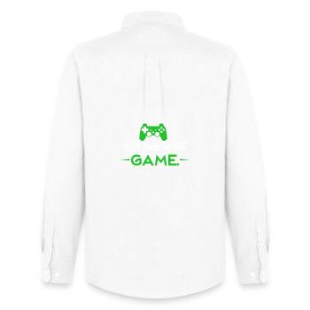 Just_one_more_game_ - Männer Oxford Hemd von Stanley/Stella - Weiß - Hinten - AI Model Male 185 dark (185cm)
