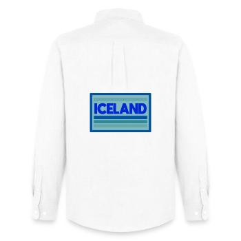 Iceland Blau Stripes Grafik - Männer Oxford Hemd von Stanley/Stella - Weiß - Hinten - AI Model Male 185 dark (185cm)