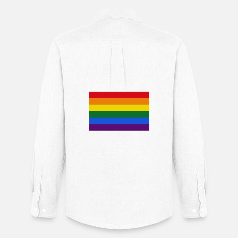 Schwule Regenbogenflagge - Männer Oxford Hemd von Stanley/Stella - Weiß