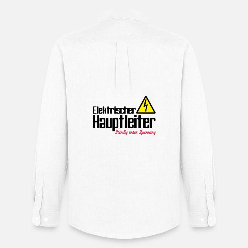 Hauptleiter -Ständig unter Spannung - Männer Oxford Hemd von Stanley/Stella - Weiß