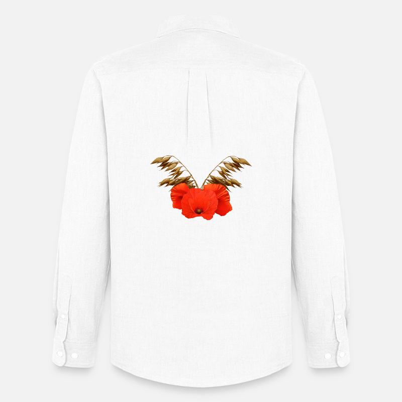 ländliche blumenmuster, Mohnmuster mit Hafer - Männer Oxford Hemd von Stanley/Stella - Weiß