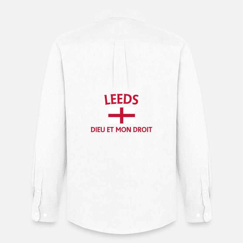 Leeds kryds flag design - Oxfordskjorte herre Stanley/Stella - hvid
